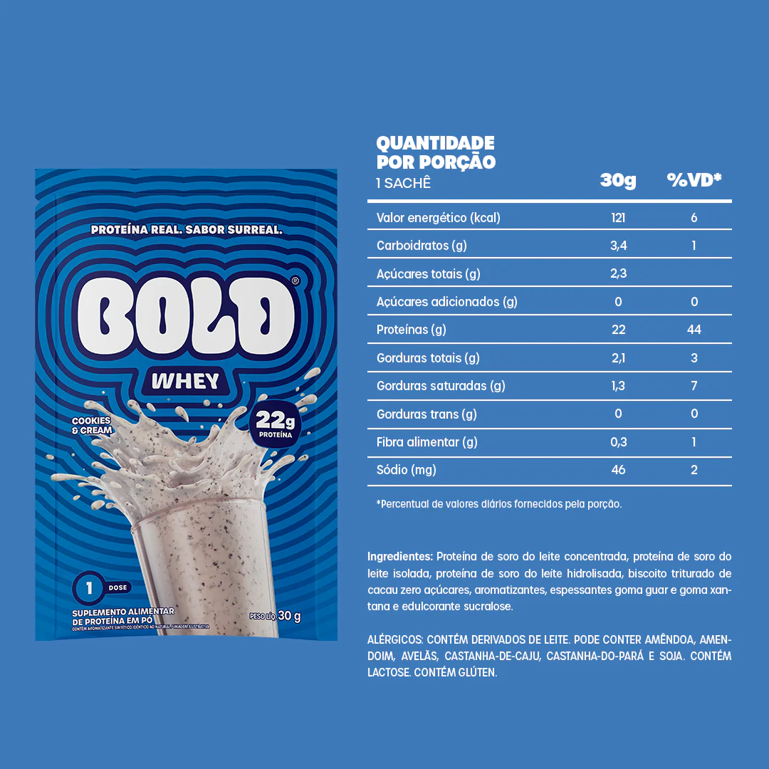 KIT 10 SACHÊS BOLD WHEY COOKIES & CREAM (30g/Un) - Image 4